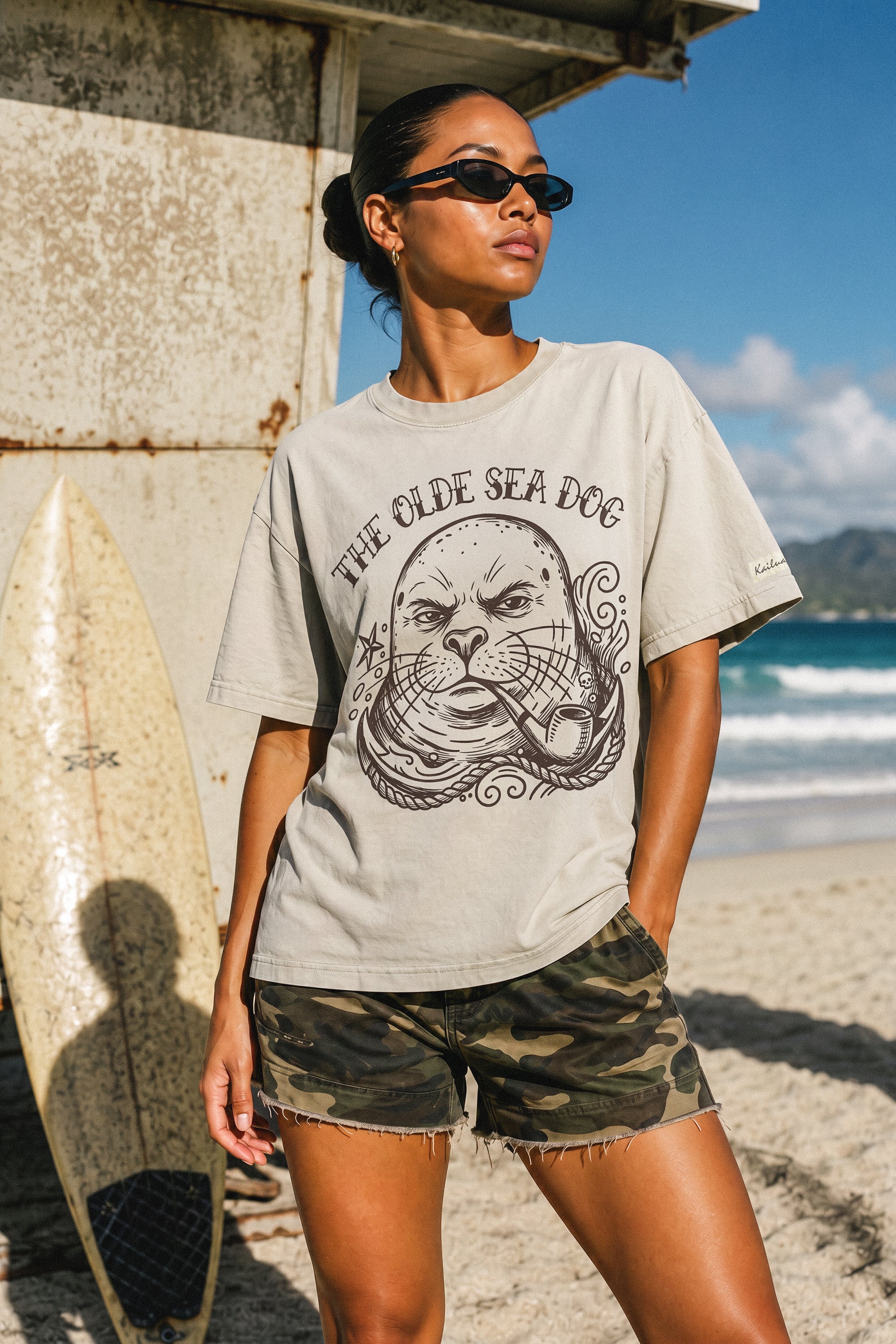 the olde sea dog - women's tee - faded eucalyptus