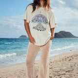 peace love + tranquility moon jelly tee womens - faded ecru