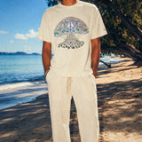 peace love + tranquility moon jelly tee mens - faded ecru