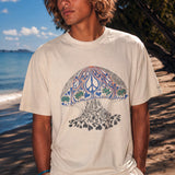 peace love + tranquility moon jelly tee mens - faded ecru